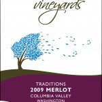 Wine label for Merlot red wine produced in Washington State by Milbrandt Vineyards