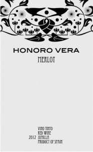 label from Honoro Vera 2012 Merlot from Jumilla Spain