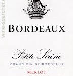 label on Petite Sirene Bordeaux wine