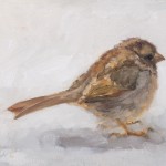 oil painting of sparrow by Lynne Lockhart