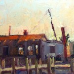 oil painting of waterman's boat house by Lynn Mehta